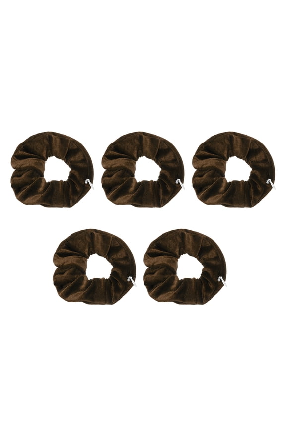 Velvet Scrunchie with Pocket Zipper, 5 Pcs Elastic Hair Bands Ties Girls Women Hair Accessories Headbands Hidden Compartment Pockets for Ponytail Travel Coins Keys, Dark Coffee