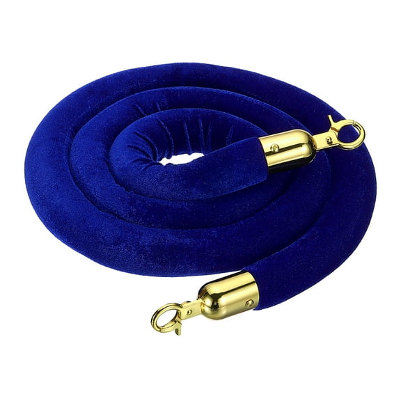 Uxcell Velvet Stanchion Rope, Barrier Rope Velvet Carpet Ropes with Snap Hooks for Posts Stands Queue Divider Control Blue Golden 3.28 Ft