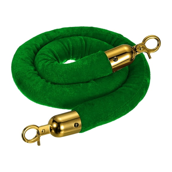 Uxcell Velvet Stanchion Rope, Barrier Rope Velvet Carpet Ropes with Snap Hooks for Posts Stands Queue Divider Control Green Golden 3.28 Ft