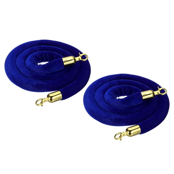 Uxcell Velvet Stanchion Rope, Barrier Rope Velvet Carpet Ropes with Snap Hooks for Posts Stands Queue Divider Crowd Control Blue Golden 3.28 Ft