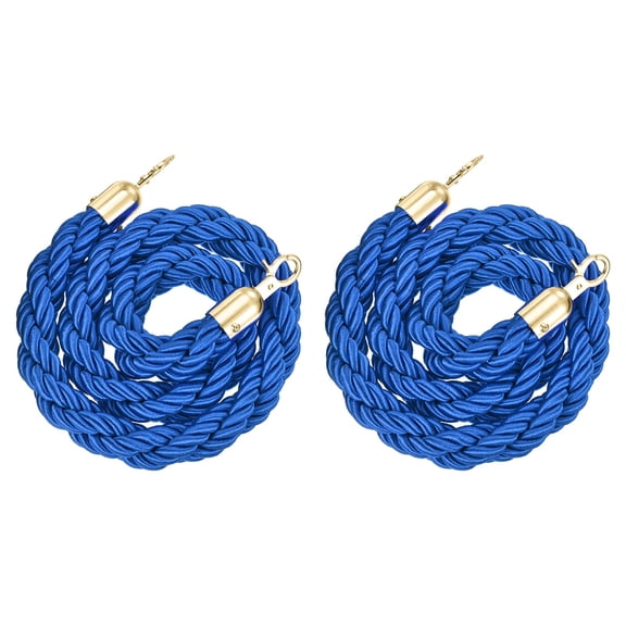 Uxcell Velvet Stanchion Ropes, (3.9Ft x1.1 Inch, Blue) (2Pcs), Velvet Ropes Crowd Control Queue Barrier with Gold Buckle, Suit for - Carpet Events/Hotels/Movie Theaters/Grand Openings