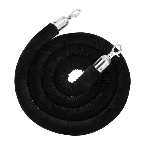 Uxcell Velvet Stanchion Ropes, (6.6Ft x1.26 Inch, Black) (1Pcs), Velvet Ropes Crowd Control Queue Barrier with Silver Buckle, Suit for - Carpet Events/Hotels/Movie Theaters/Grand Openings