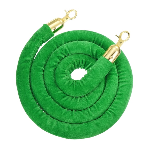 Uxcell Velvet Stanchion Ropes, (6.6Ft x1.26 Inch, Green) (1Pcs), Velvet Ropes Crowd Control Queue Barrier with Gold Buckle, Suit for - Carpet Events/Hotels/Movie Theaters/Grand Openings