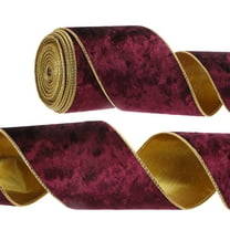 Uxcell 4" x 10 Yards Velvet Wired Gold Crushed Ribbon for Bow Decor Burgundy
