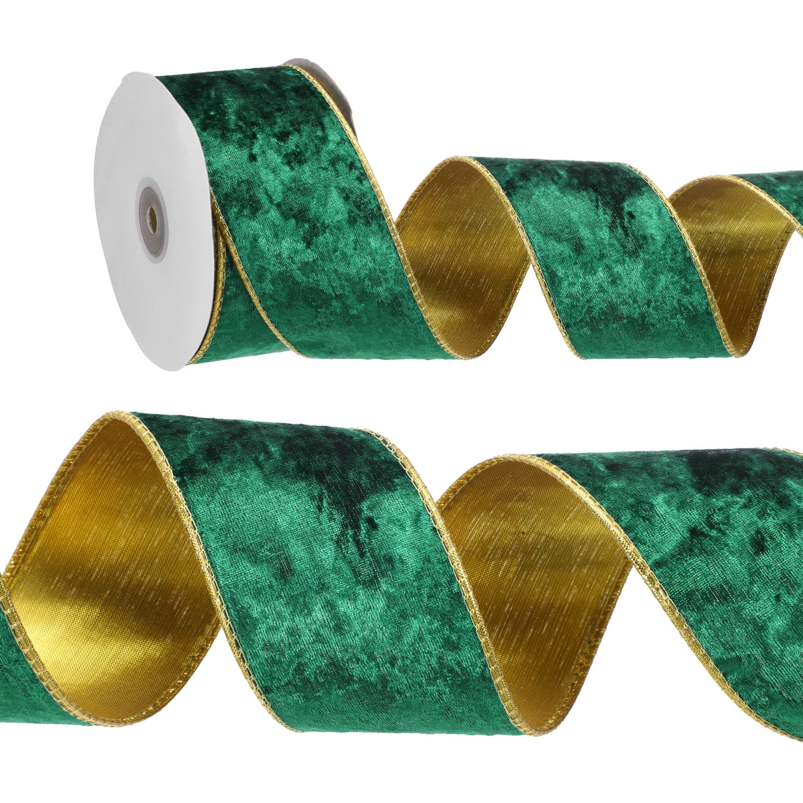 Uxcell Velvet Wired Ribbon, Gold Crushed Ribbons for Gift Wrapping and ...