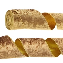 Uxcell 4" x 10 Yards Velvet Wired Gold Crushed Ribbon for Bow Decor Gold