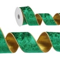 thumbnail image 1 of Uxcell 2.5" x 10 Yards Velvet Wired Gold Crushed Ribbon for Bow Decor Green, 1 of 7