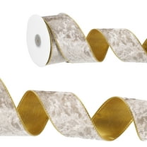 Uxcell 2.5" x 10 Yards Velvet Wired Gold Crushed Ribbon for Bow Decor Light Brown