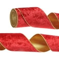thumbnail image 1 of Uxcell 4" x 10 Yards Velvet Wired Gold Crushed Ribbon for Bow Decor Pure Red, 1 of 7