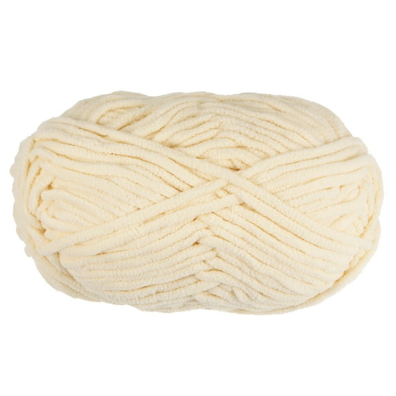 Uxcell Velvet Yarn Blanket Yarn 100g/3.5oz Polyester Soft Knitting Chenille Yarn Cream