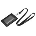 thumbnail image 1 of Uxcell Vertical Magnetic Folded 5 Card Slots PU ID Badge Holder with Lanyard Black, 1 of 5