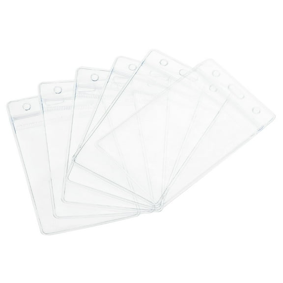Uxcell Vertical ID Card Badge Holders with Resealable Zip 4.4"x2.6" 6Pcs