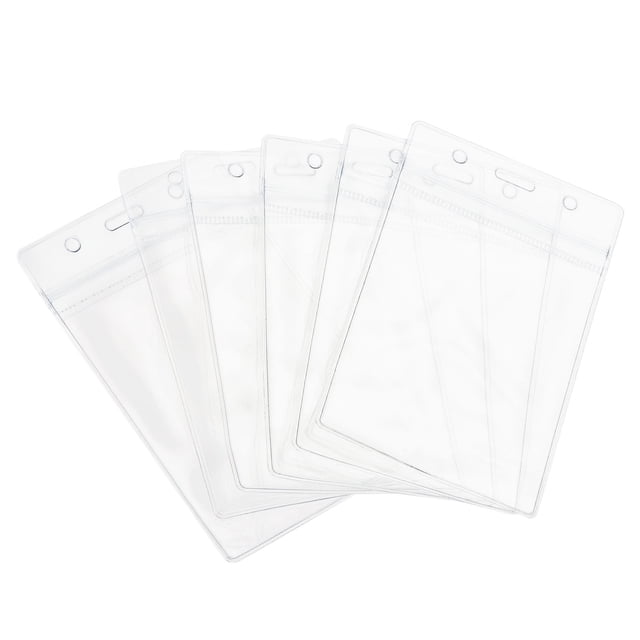 50 Pack Waterproof ID Badge Holders - Resealable Zip-Closure | Fits Driver's License, Credit Cards | PVC Clear Sleeves