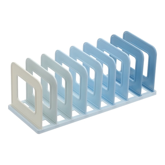 Uxcell Vertical Sorter for Desk, 8 Slots Plastics Adjustable File Organizer Desktop File Sorter Organizer for Office Desk Kitchen Shelf Storage Holder Paper Mail, Blue