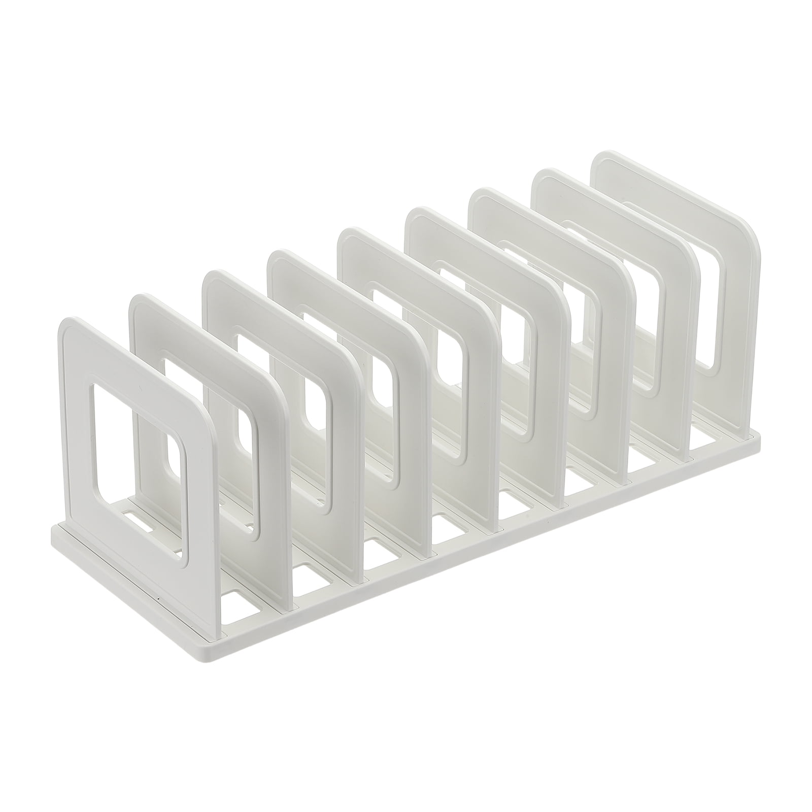 Uxcell Vertical Sorter for Desk, 8 Slots Plastics Adjustable File Organizer Desktop File Sorter Organizer for Office Desk Kitchen Shelf Storage Holder Paper Mail, White