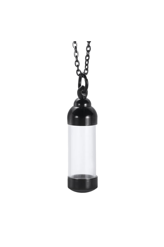 Vial Necklace, 1pcs Vial Pendant Necklace Mini Empty Bottle Pendants with Screw Cap (1.67" H x 0.45" OD) for Urn Ashes Perfume Bottle Jewelry, Black