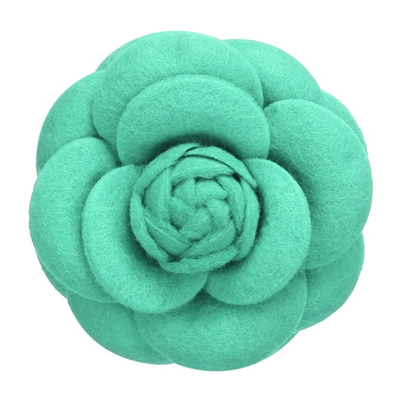 Uxcell Vintage Camellia Flower Brooches Handmade Fabric Flower Pins Floral Corsage for Women Green