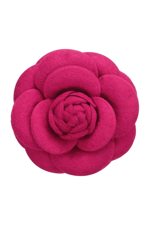 Vintage Camellia Flower Brooches Handmade Fabric Flower Pins Floral Corsage for Women Plum Red