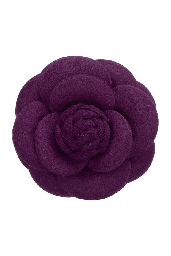 Vintage Camellia Flower Brooches Handmade Fabric Flower Pins Floral Corsage for Women Purple