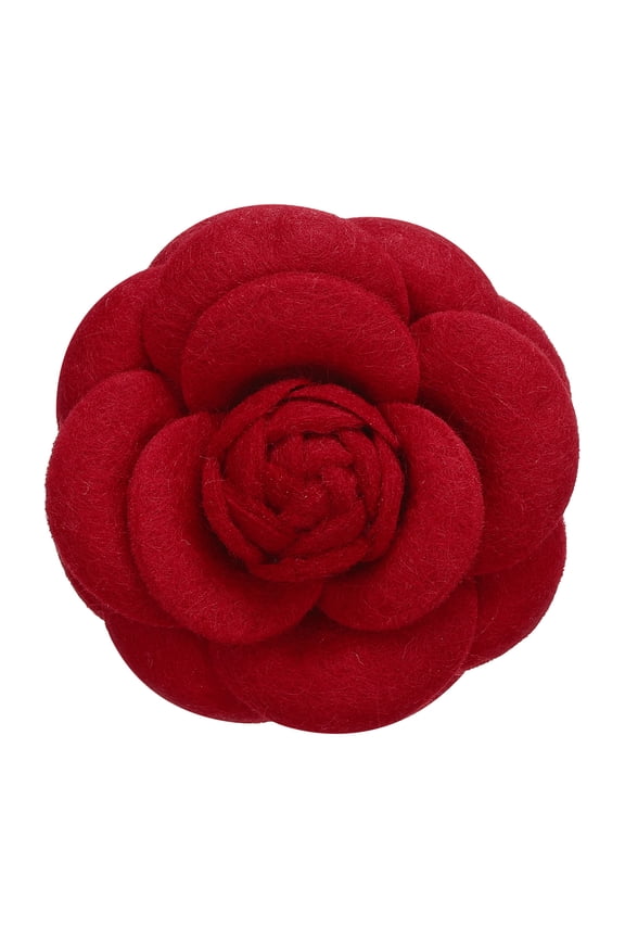 Vintage Camellia Flower Brooches Handmade Fabric Flower Pins Floral Corsage for Women Red
