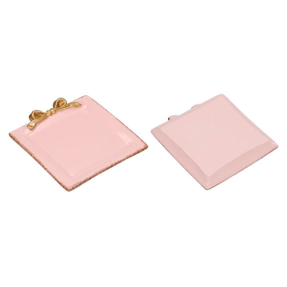 Uxcell Vintage Decorative Rectangle Tray Resin Bow Knot Organizer Dish Plate, Pink 2 Pack