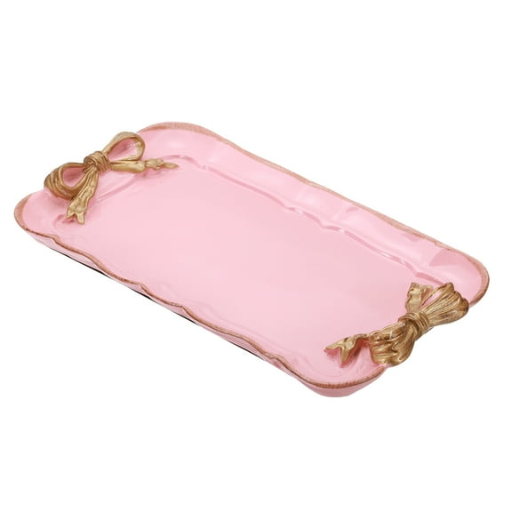 Uxcell Vintage Decorative Tray Towel Tray, Bow-Knot Rectangle Resin Plate, Pink