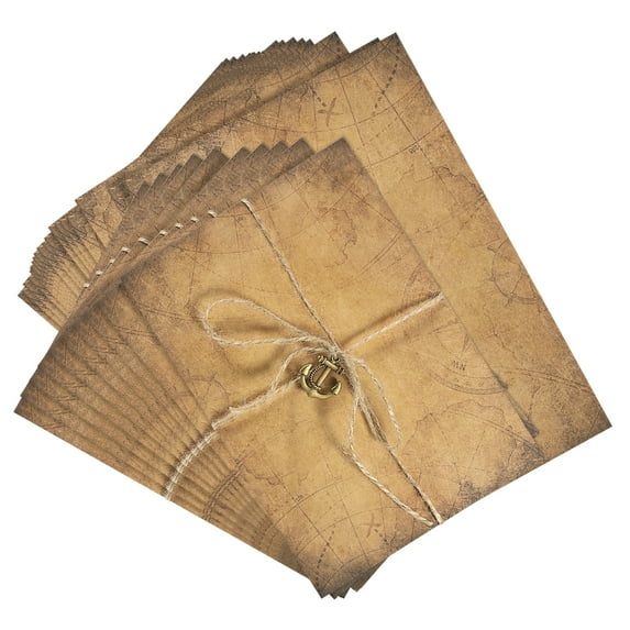 Uxcell Vintage Gift Card Envelopes Set,  10 Set V Flap Christmas Envelope with Letter Rose Boat Accessories, Retro