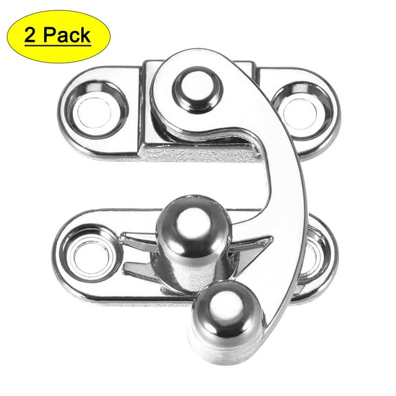 Uxcell Vintage Lock Clasp Right Latch Hook Hasp 1.26" x 1.10" Swing Arm Latch Silver Tone 2Pcs