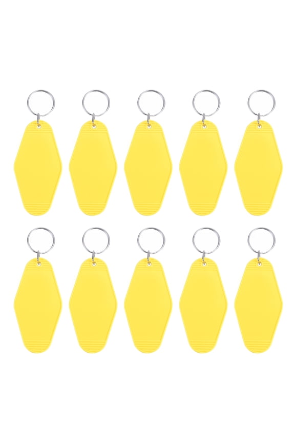 Vintage Motel Keychain Blank Hotel Keychain Rhombus Retro Key Tag Light Yellow, 10 Pack