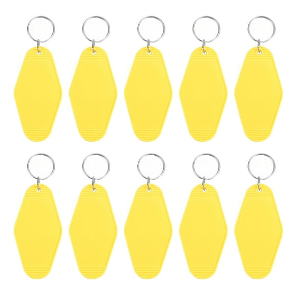 Uxcell Vintage Motel Keychain Blank Hotel Keychain Rhombus Retro Key Tag Light Yellow, 10 Pack