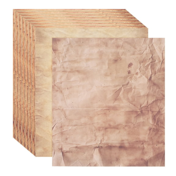 Uxcell Vintage Paper Parchment Paper Double-sided Old Aged Paper for Scrapbooking Light Brown with Wrinkles