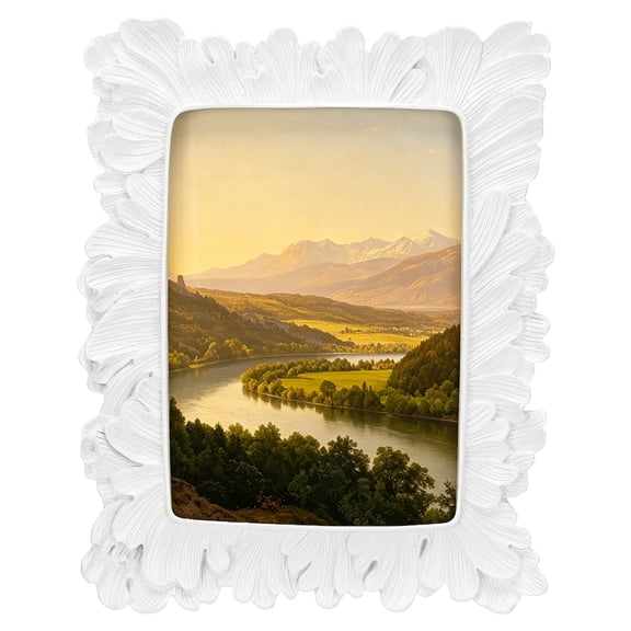 Uxcell Vintage Picture Frame 5" x 7" Palm Leaves Textured Photo Frame for Home White