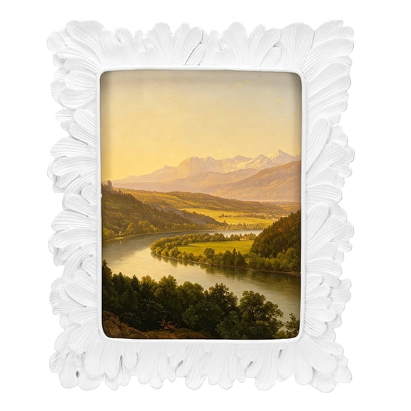 Uxcell Vintage Picture Frame 6" x 8" Palm Leaves Textured Photo Frame for Home White