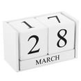 thumbnail image 1 of Uxcell Vintage Wood Block Perpetual Calendar, Reusable Wooden Month Date Display Blocks for Desk 6.1", White, 1 of 5