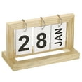 thumbnail image 1 of Uxcell Vintage Wood Perpetual Calendar, Wooden Flip Calendar Turn Page Month Date Display for Desk, Brown, 1 of 5
