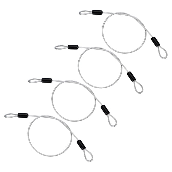 Uxcell Vinyl Coated Stainless Steel Cable with Loops Flexible Wire Rope Security Chain Lanyard Lock for Outdoor Luggage Lock Transparent 1/8"x1.6 ft