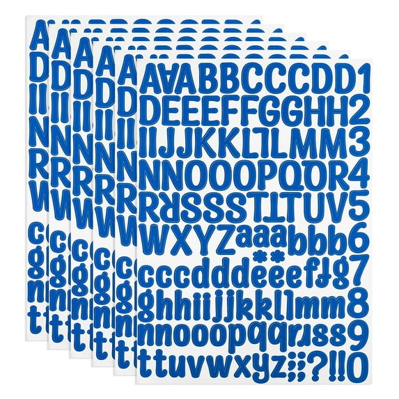 Uxcell Vinyl Letters Numbers Stickers Kit, Self Adhesive Decals for Mailbox, Sign Dark Blue 756 Pieces 6 Sheets