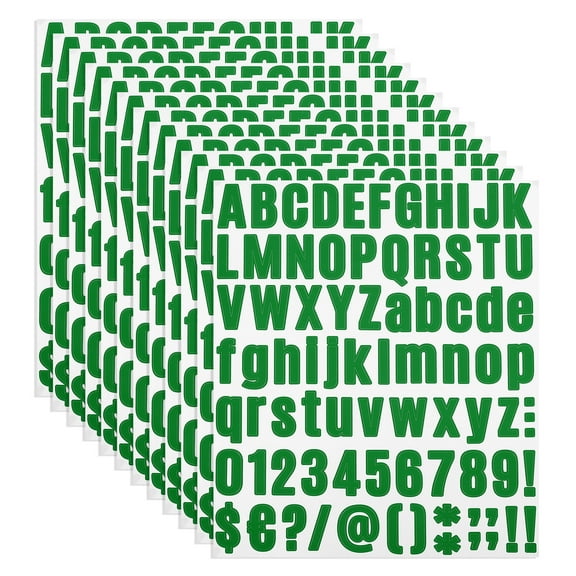 Uxcell Vinyl Letters Numbers Stickers Kit, Self Adhesive Decals for Mailbox, Sign Dark Green 972 Pieces 12 Sheets