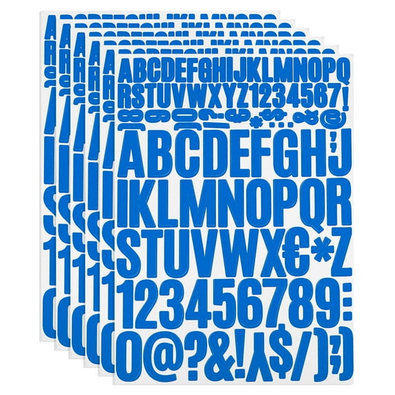 Uxcell Vinyl Letters Numbers Stickers Kit, Self Adhesive Decals for Mailbox, Sign Light Blue 612 Pieces 6 Sheets