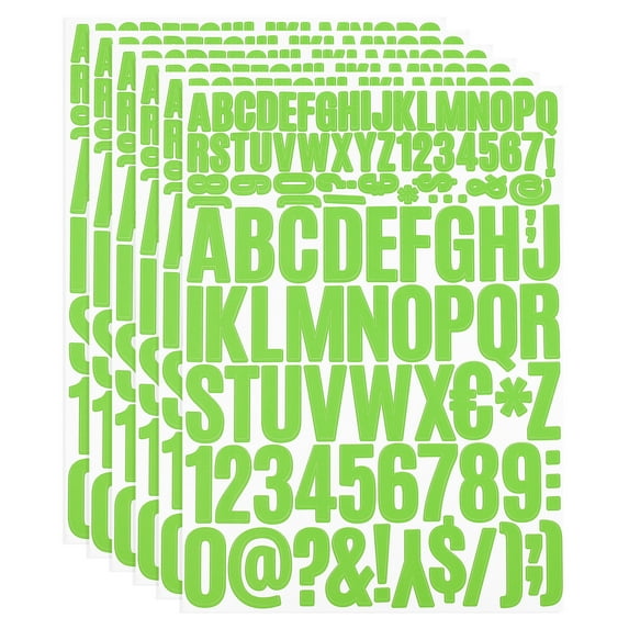 Uxcell Vinyl Letters Numbers Stickers Kit, Self Adhesive Decals for Mailbox, Sign Light Green 612 Pieces 6 Sheets