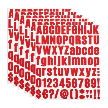 Uxcell Vinyl Letters Numbers Stickers Kit, Self Adhesive Decals for Mailbox, Sign Red 486 Pieces 6 Sheets