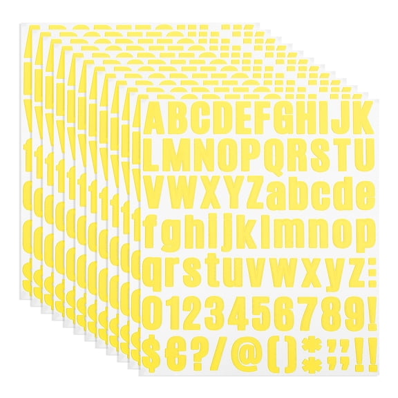 Uxcell Vinyl Letters Numbers Stickers Kit, Self Adhesive Decals for Mailbox, Sign Yellow 972 Pieces 12 Sheets
