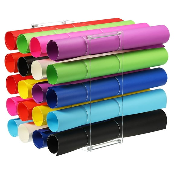 Uxcell Vinyl Roll Storage Rack, 20 Holes Acrylic Vinyl Roll Holder for Craft Room Gift Wrap Roll, Clear