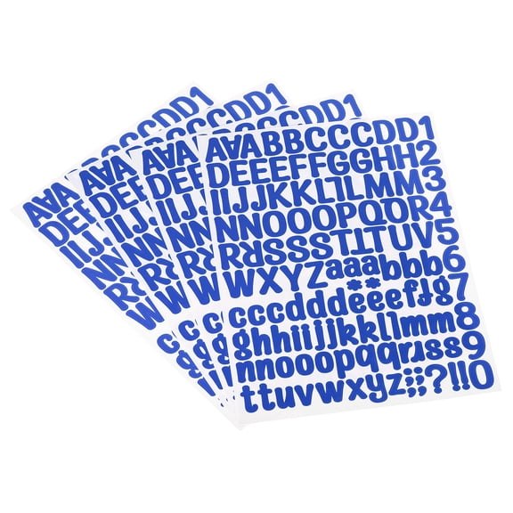 Uxcell Vinyl Self Adhesive Letter Number Sticker Decal Kit, Blue 126 Piece 4 Sheets