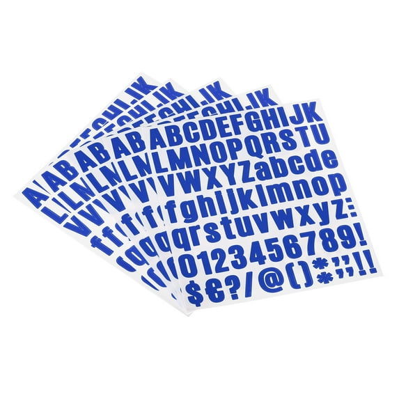 Uxcell Vinyl Self Adhesive Letter Number Sticker Decal Kit, Blue 81 Piece 10 Sheets