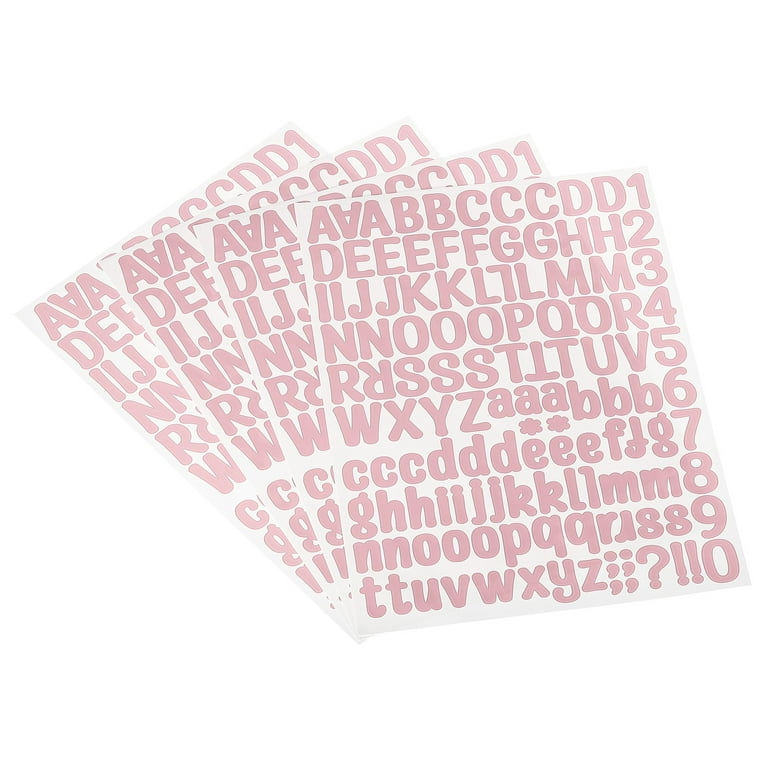 Uxcell Vinyl Self Adhesive Letter Number Sticker Decal Kit, Pink 126 Piece  4 Sheets 