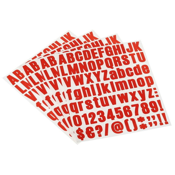 Uxcell Vinyl Self Adhesive Letter Number Sticker Decal Kit, Red 81 Piece 4 Sheets