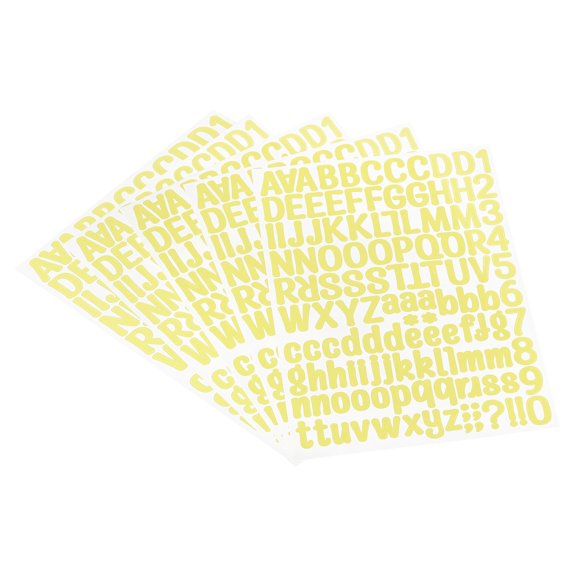Uxcell Vinyl Self Adhesive Letter Number Sticker Decal Kit, Yellow 126 Piece 10 Sheets