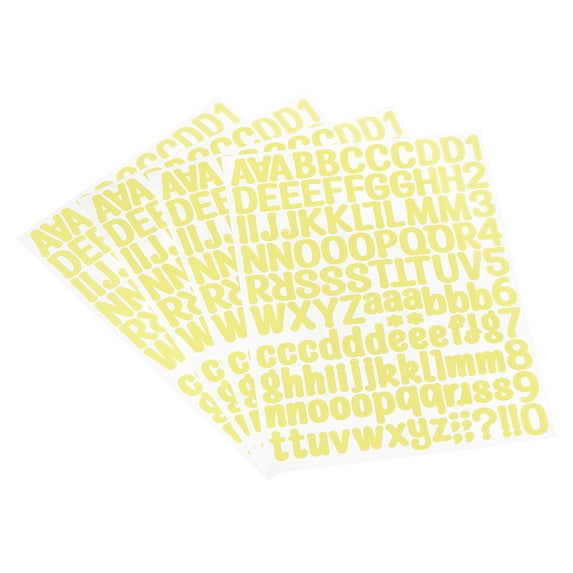 Uxcell Vinyl Self Adhesive Letter Number Sticker Decal Kit, Yellow 126 Piece 4 Sheets