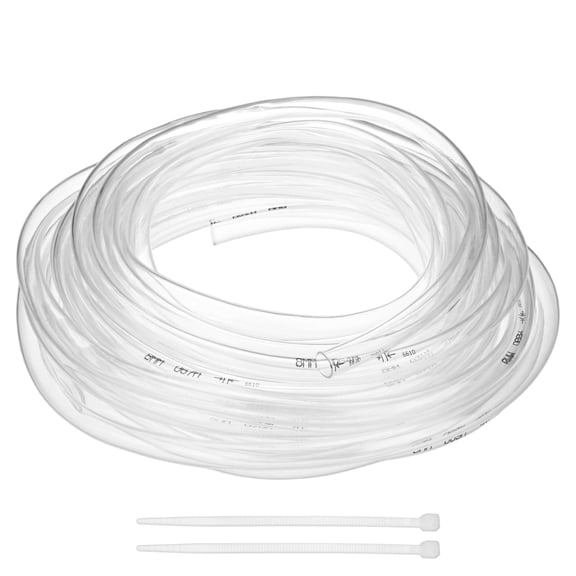 Uxcell Vinyl Tubing 0.31" ID x 0.39" OD 30ft Flexible Plastic Tube With 2 Hose Ties, Lightweight Hybrid Hose for Water Gardening [Clear]
